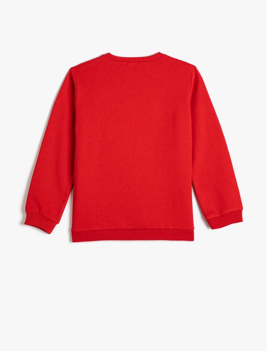  Erkek Çocuk Sweatshirt Baskılı Bisiklet Yaka Uzun Kollu Şardonlu