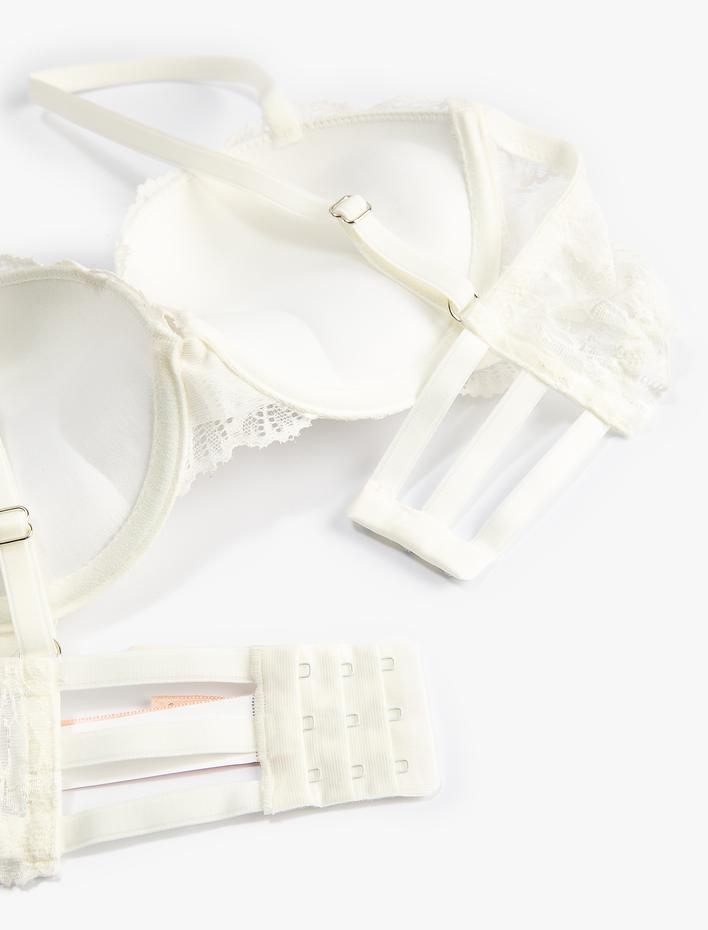  Destekli Sütyen Ekstra Dolgulu Balenli Dantelli Kaplı