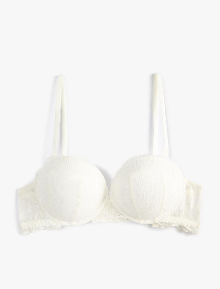  Destekli Sütyen Ekstra Dolgulu Balenli Dantelli Kaplı