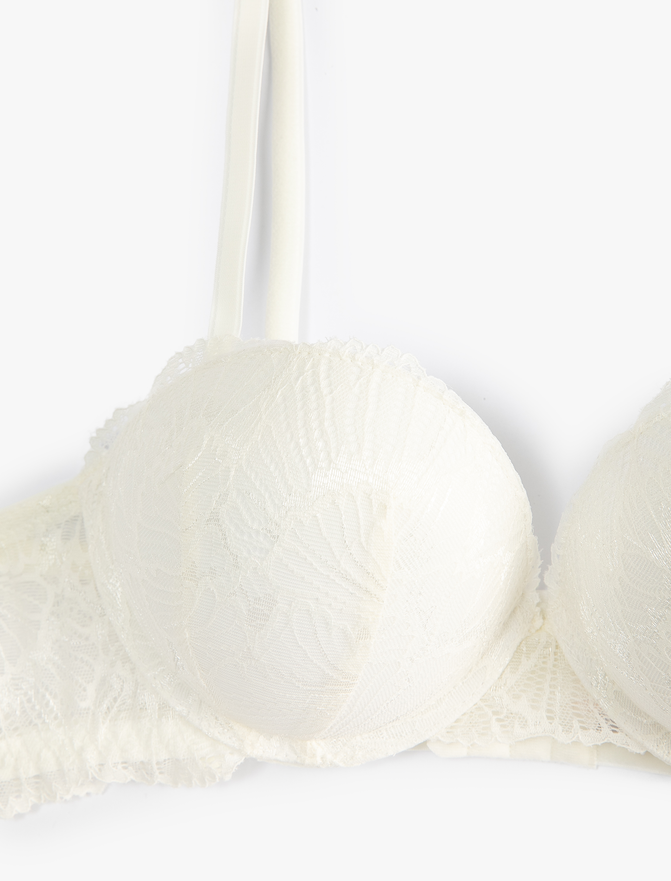   Destekli Sütyen Ekstra Dolgulu Balenli Dantelli Kaplı