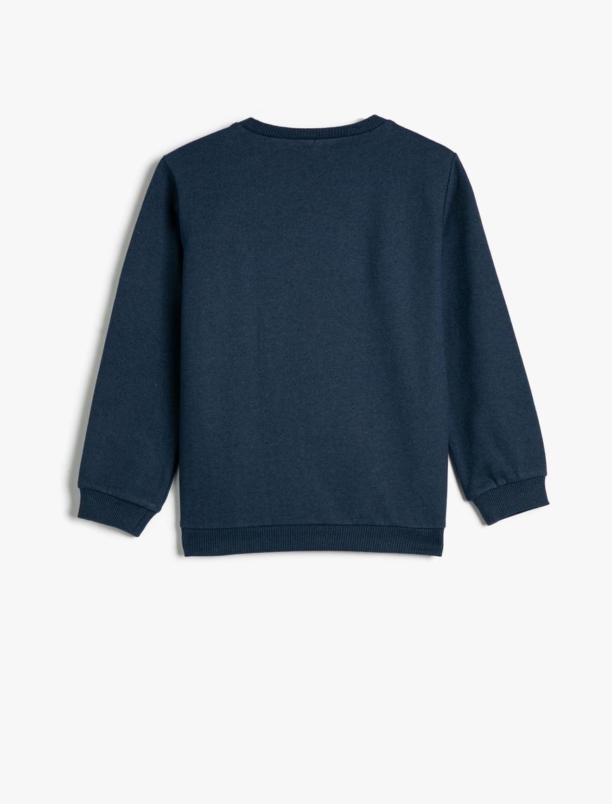  Erkek Çocuk Kolej Sweatshirt Uzun Kollu Bisiklet Yaka Kaplan Baskılı