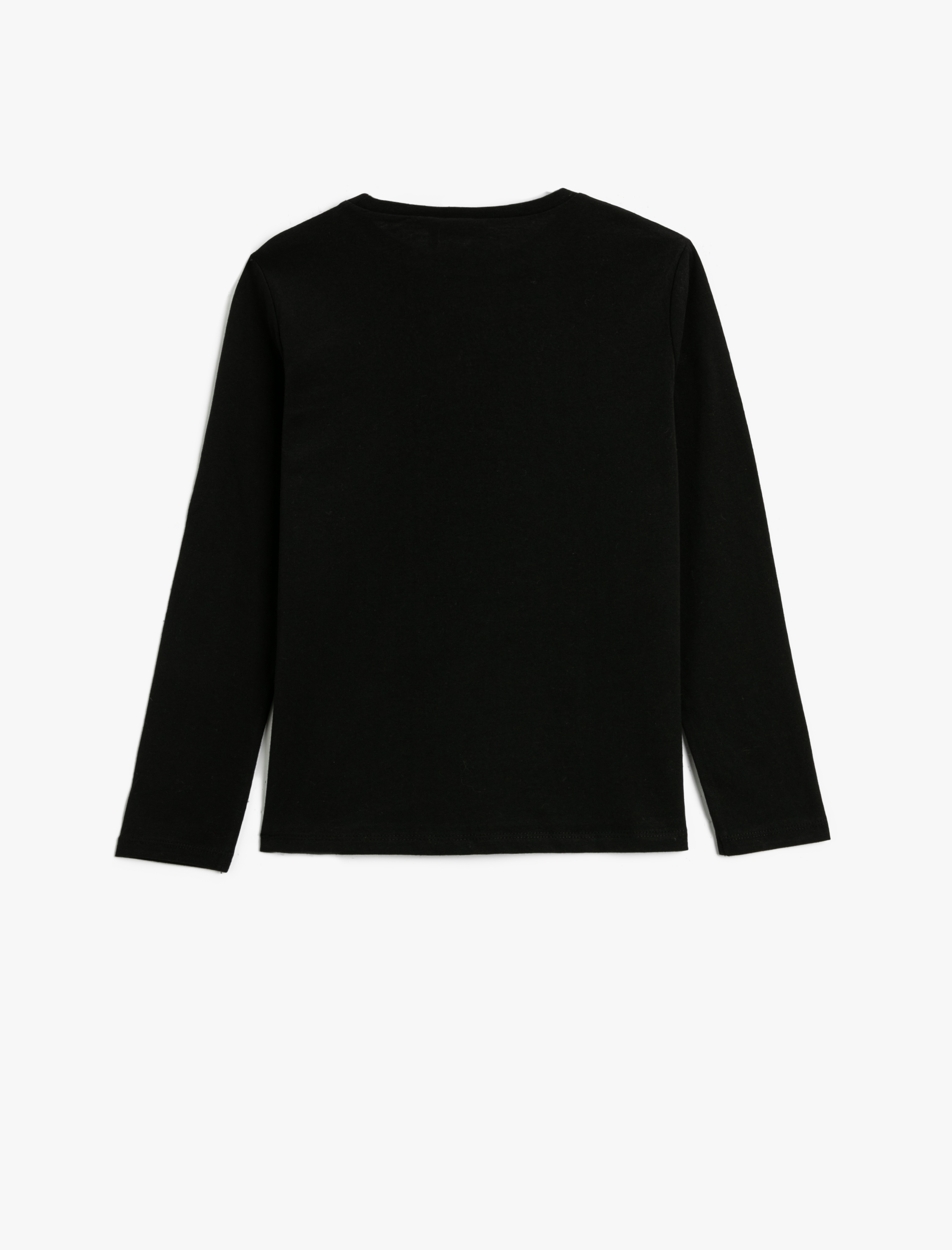  Kız Çocuk Kolej Tişört Uzun Kollu Bisiklet Yaka Baskılı Pamuklu