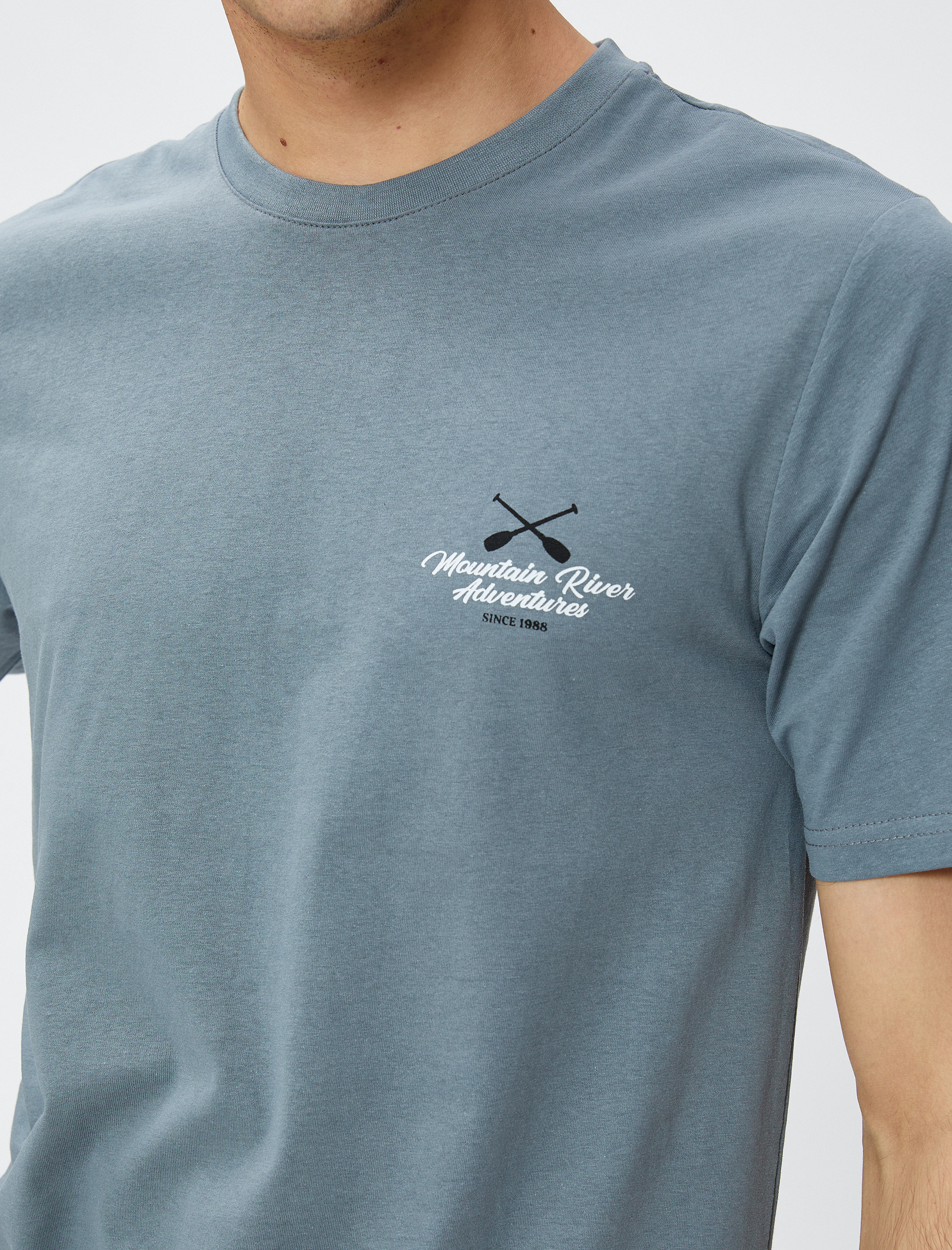   Slogan Baskılı Tişört Bisiklet Yaka Kısa Kollu Pamuklu