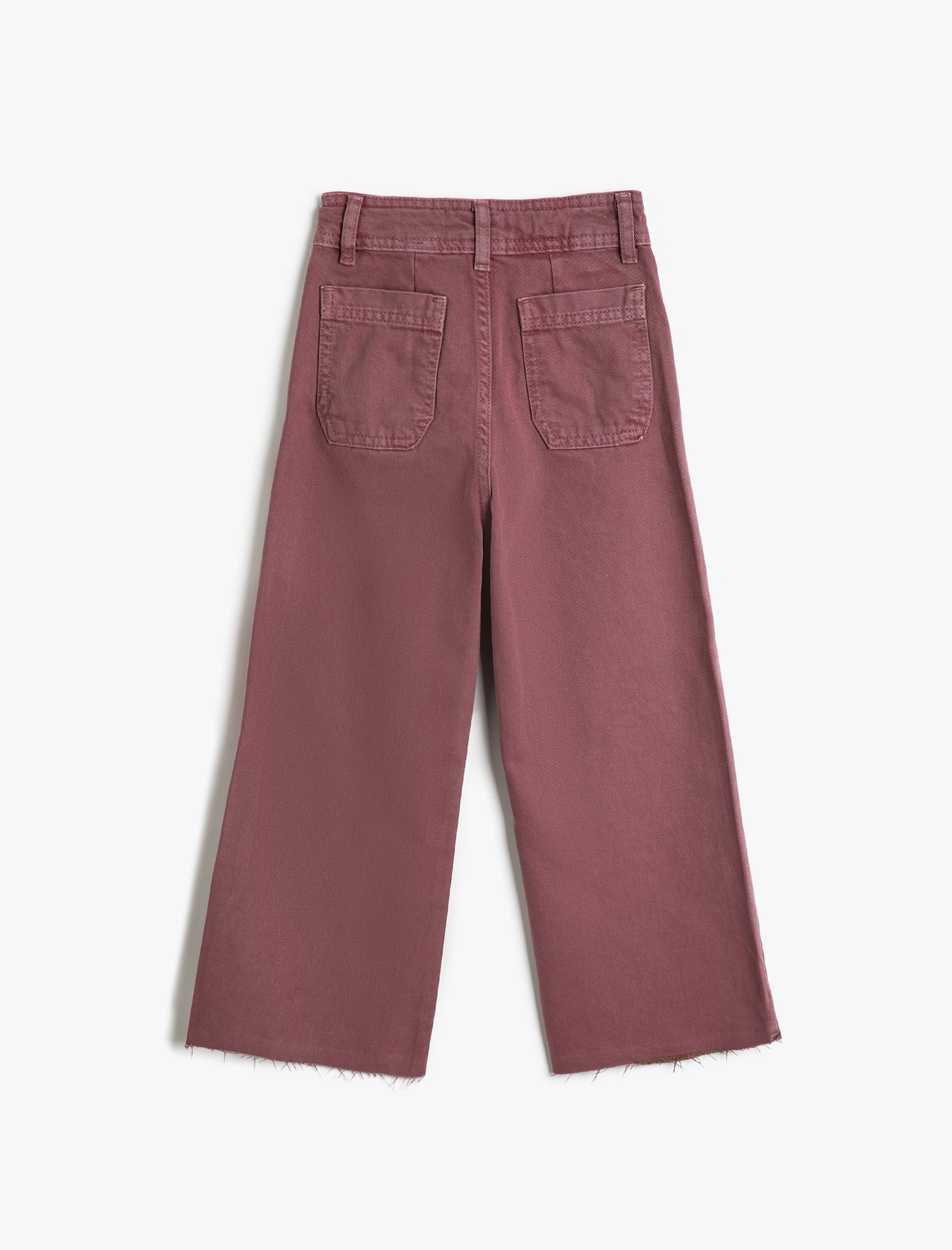  Kız Çocuk Kot Pantolon Bol Paça  Cep Detaylı Pamuklu - Wide Leg Jean
