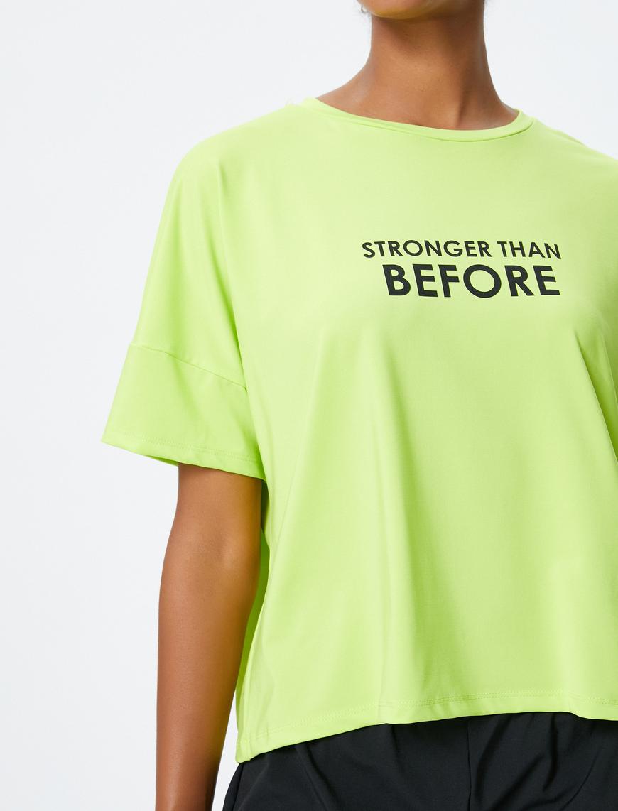   Spor Tişört Slogan Baskılı Kısa Kollu Bisiklet Yaka