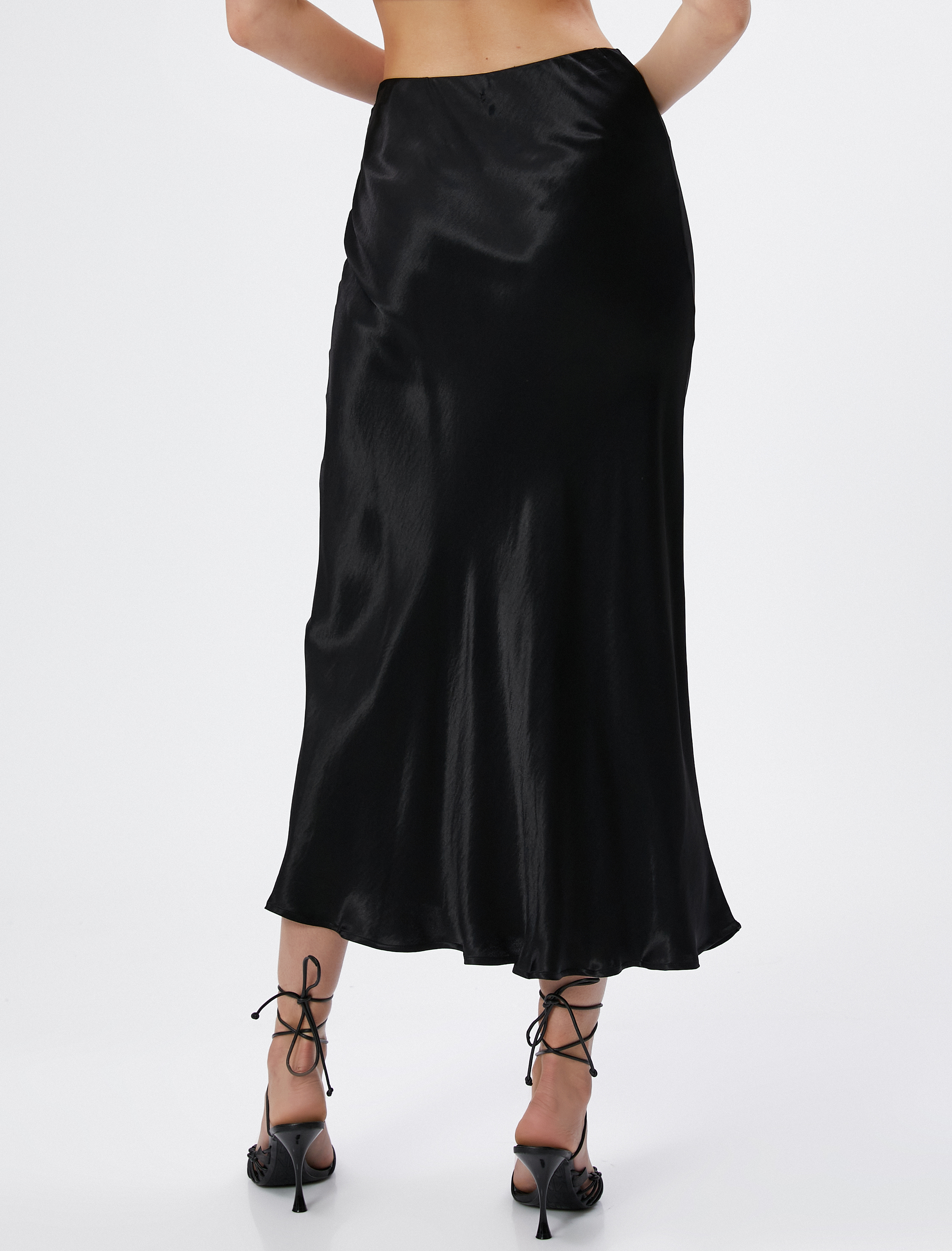   Saten Midi Etek Viskon A Kesim