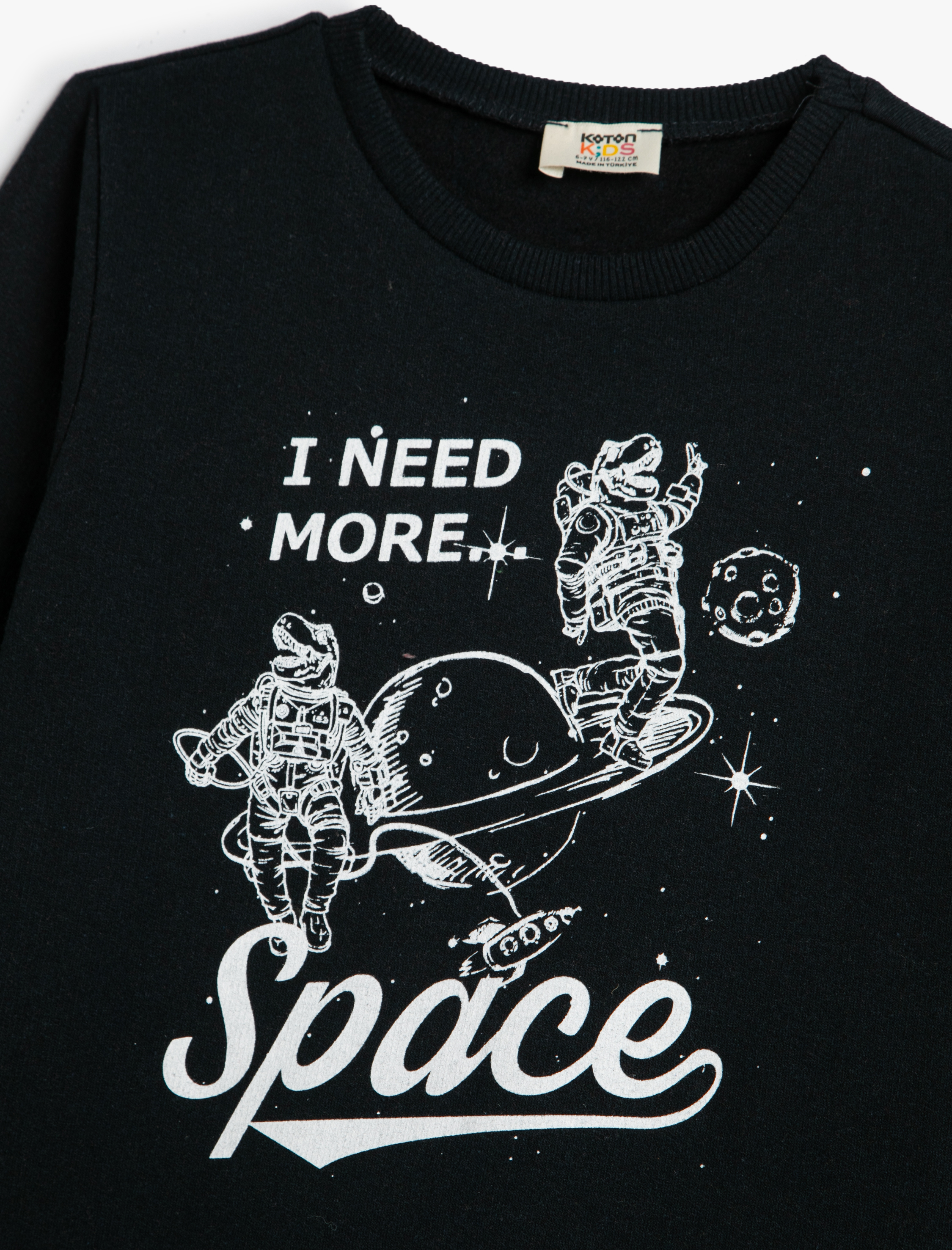  Erkek Çocuk Sweatshirt Şardonlu Bisiklet Yaka Uzay Temalı Baskılı Pamuklu