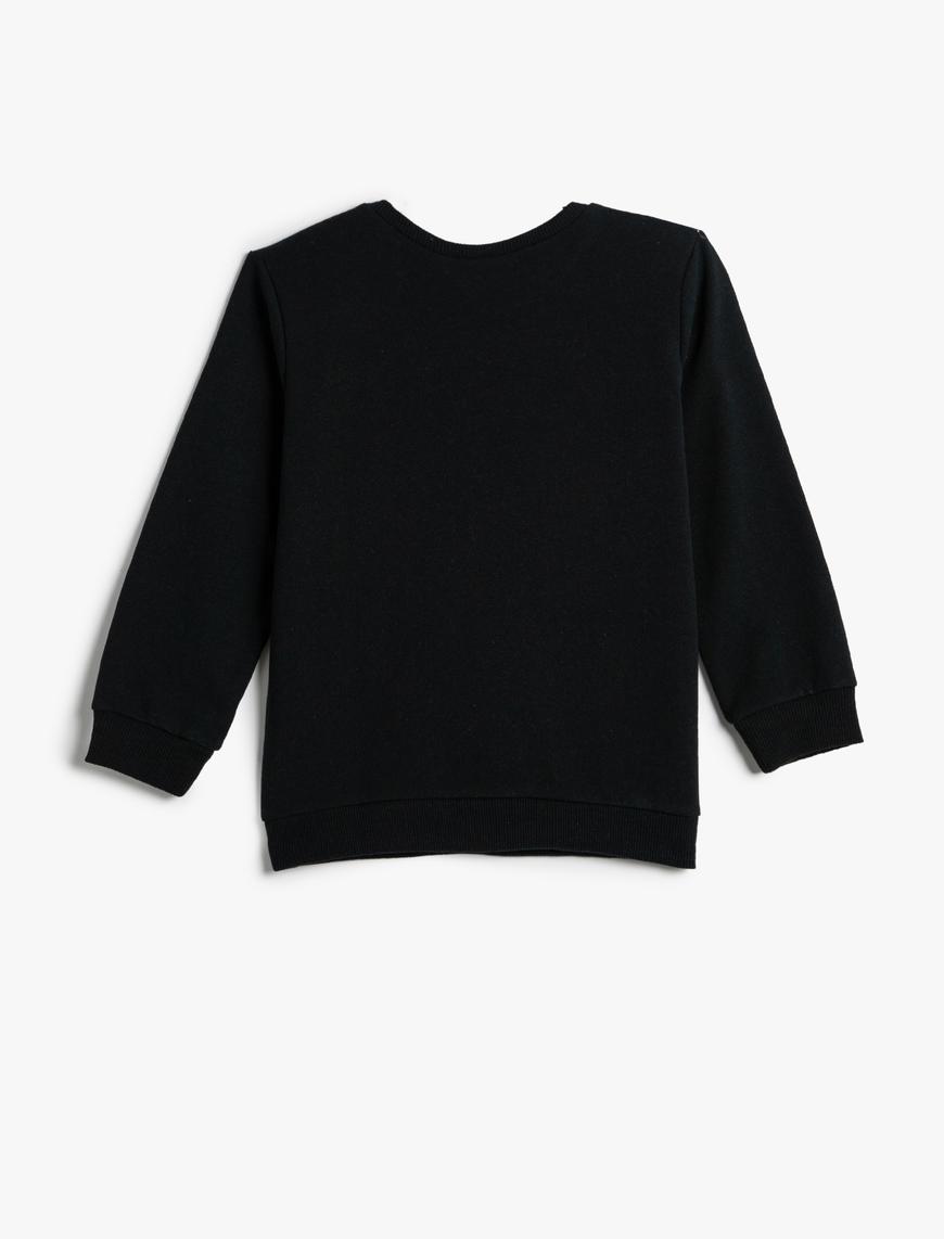  Erkek Çocuk Sweatshirt Şardonlu Bisiklet Yaka Uzay Temalı Baskılı Pamuklu
