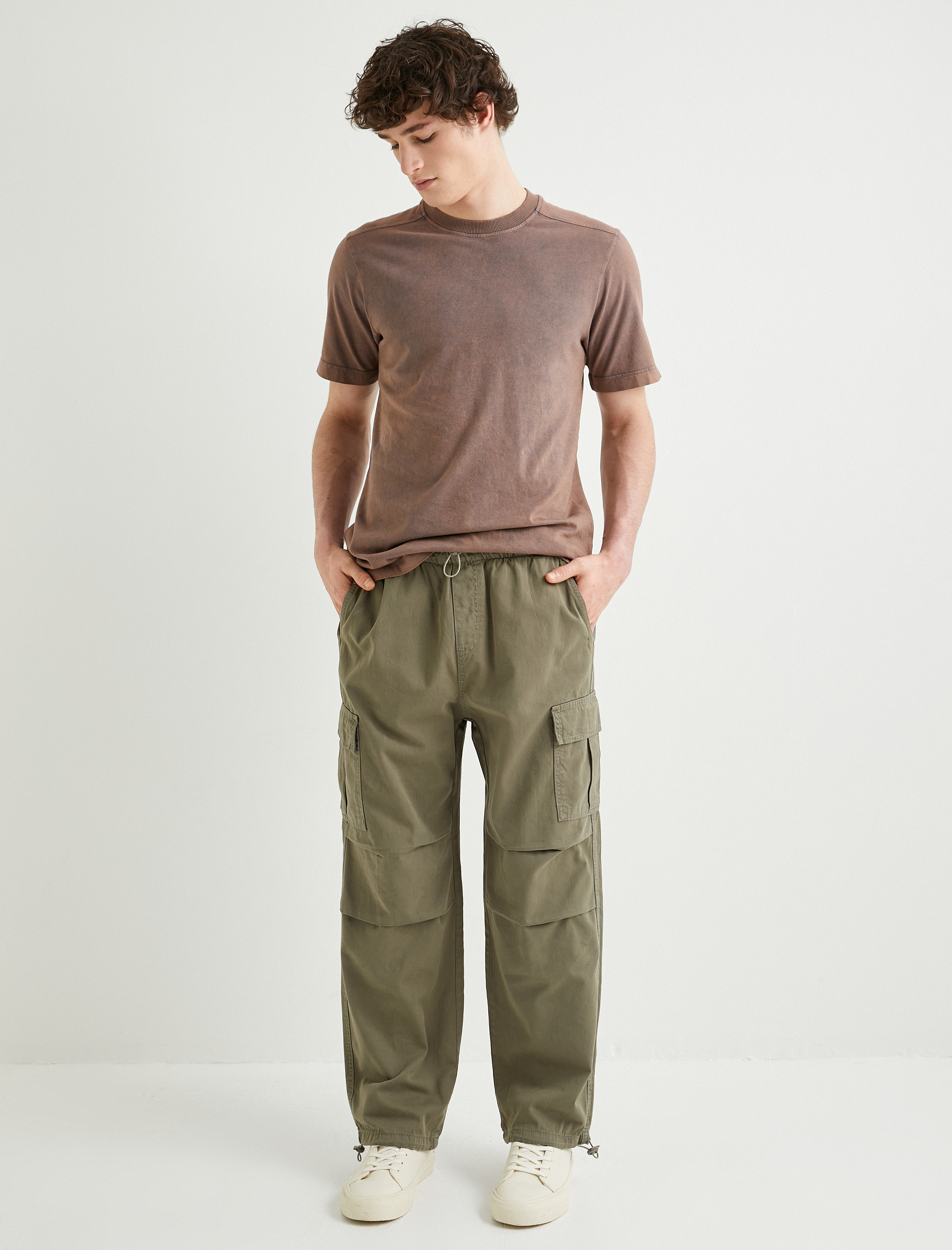   Yıkamalı Tişört Bisiklet Yaka Kısa Kollu Pamuklu