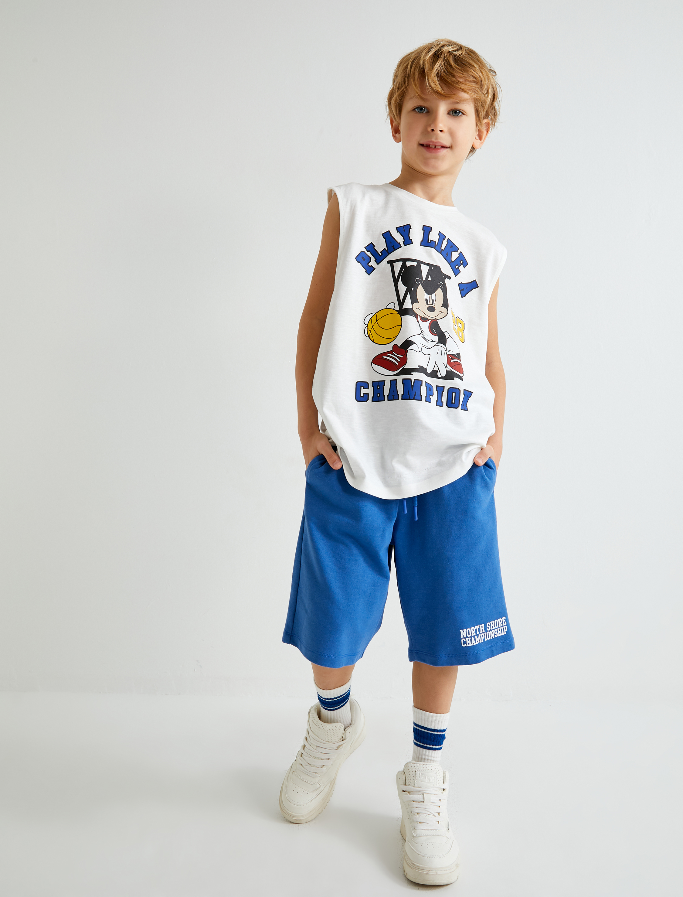 Erkek Çocuk Mickey Mouse Baskılı Lisanslı Atlet Pamuklu