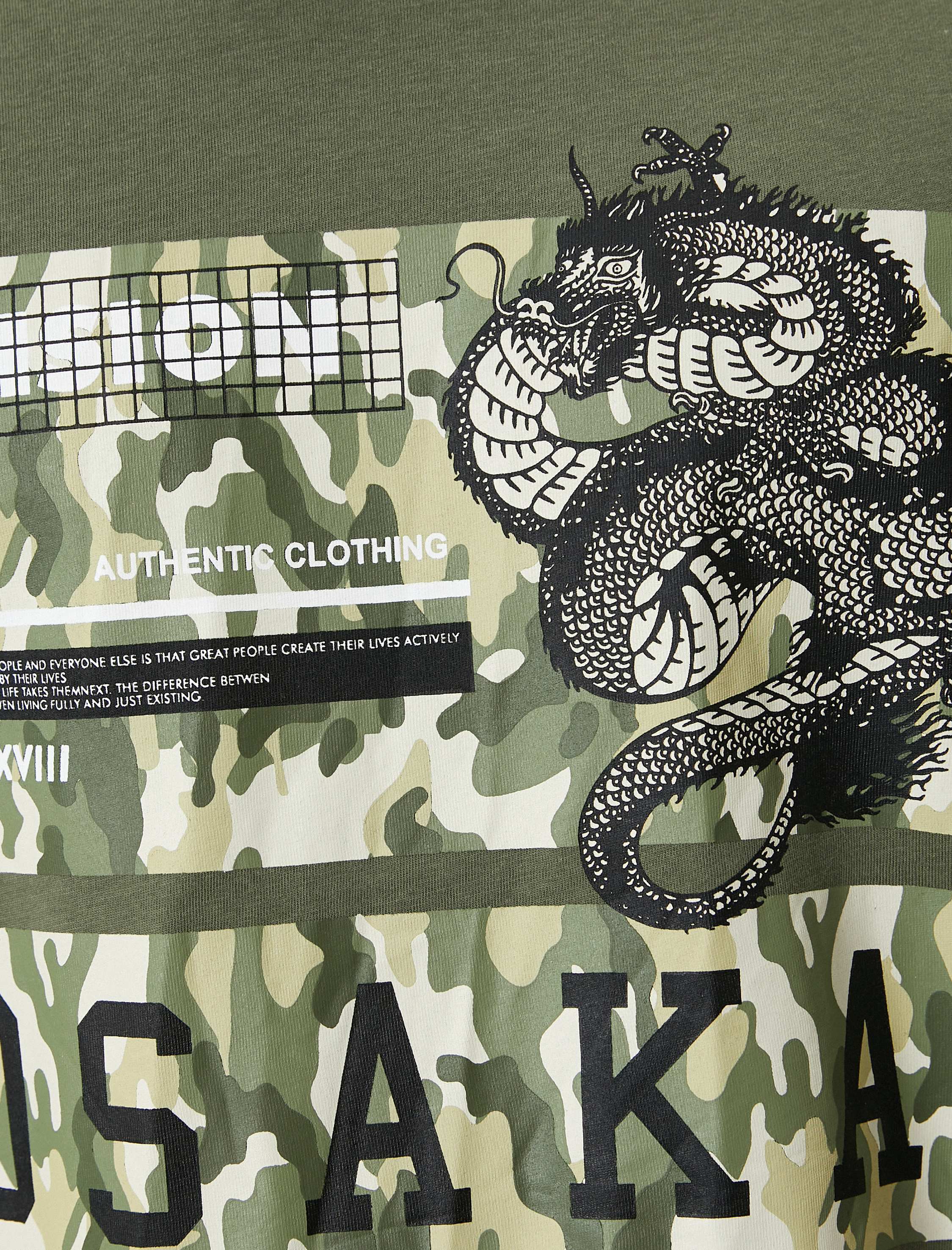   Uzakdoğu Baskılı Tişört Bisiklet Yaka Kısa Kollu