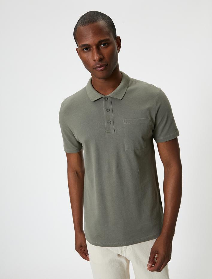  Polo Yaka Tişört Slim Fit Cep Detaylı Düğmeli