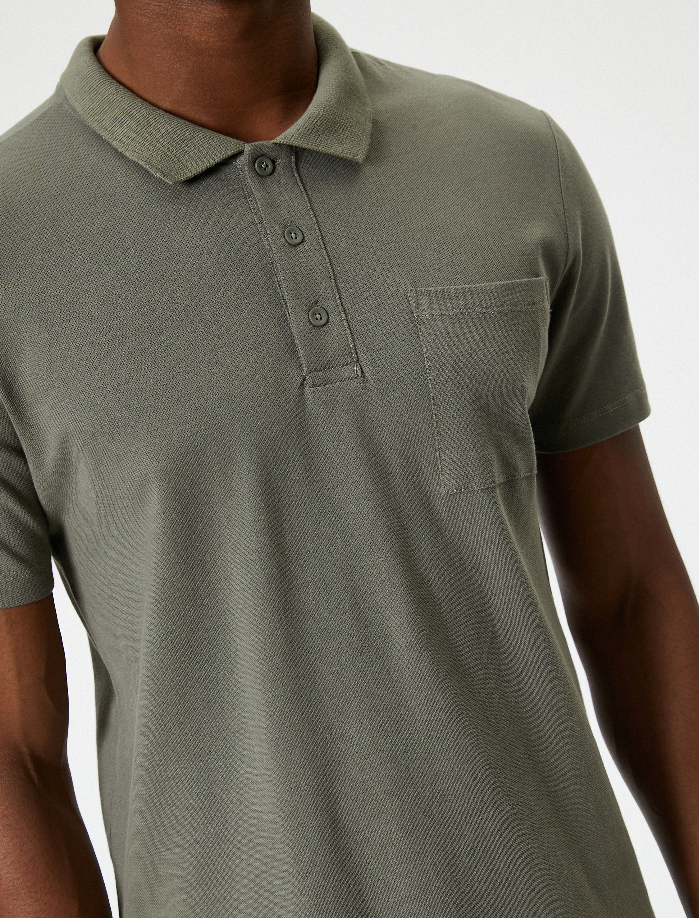   Polo Yaka Tişört Slim Fit Cep Detaylı Düğmeli