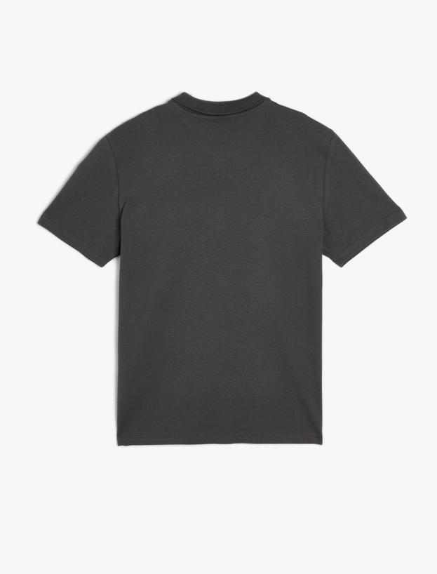Polo Yaka Tişört Slim Fit Cep Detaylı Düğmeli_1
