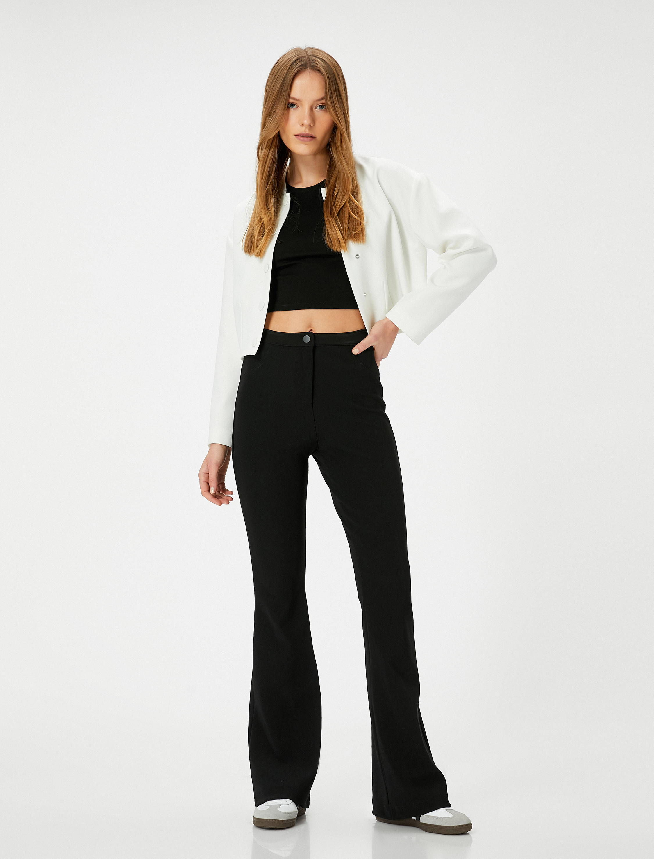   İspanyol Paça Pantolon Kumaş Normal Bel