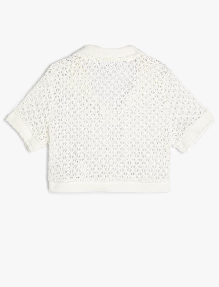  Polo Yaka Kroşe Tişört Ultra Crop Kısa Kollu Slim Fit