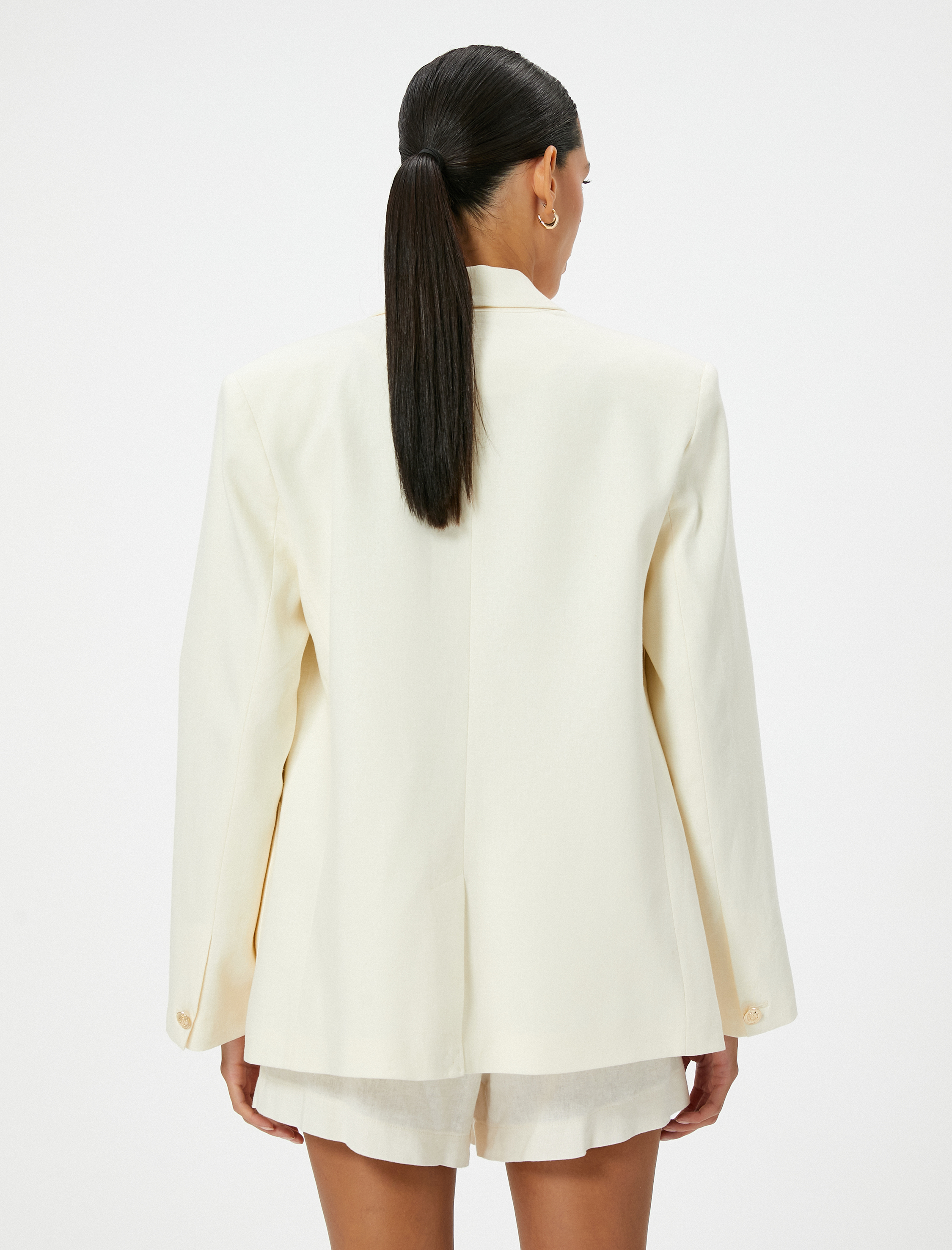   Keten Karışımlı Blazer Ceket Cep Detaylı