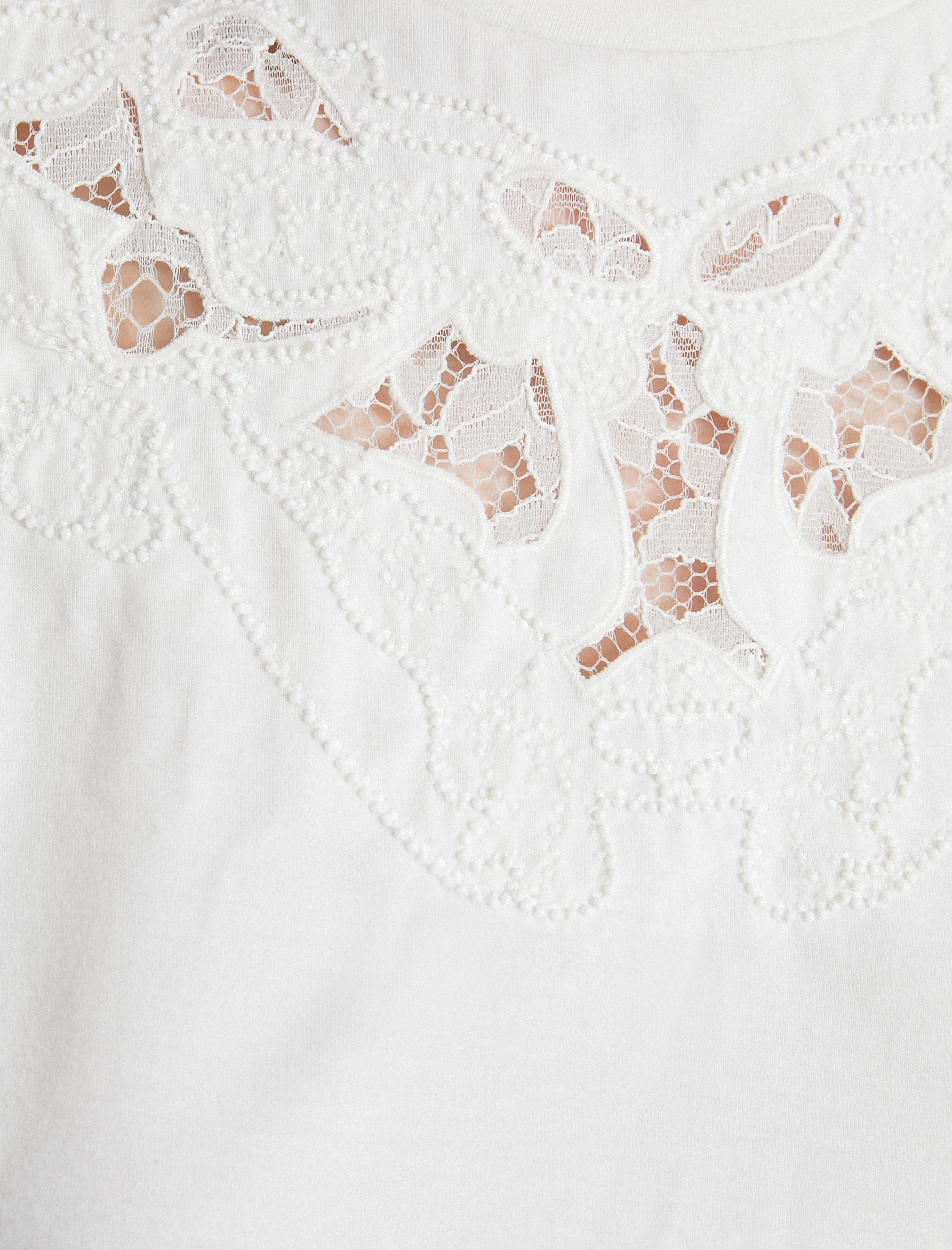   İncili Yaka Detaylı Tişört Kısa Kollu Bisiklet Yaka Pamuklu