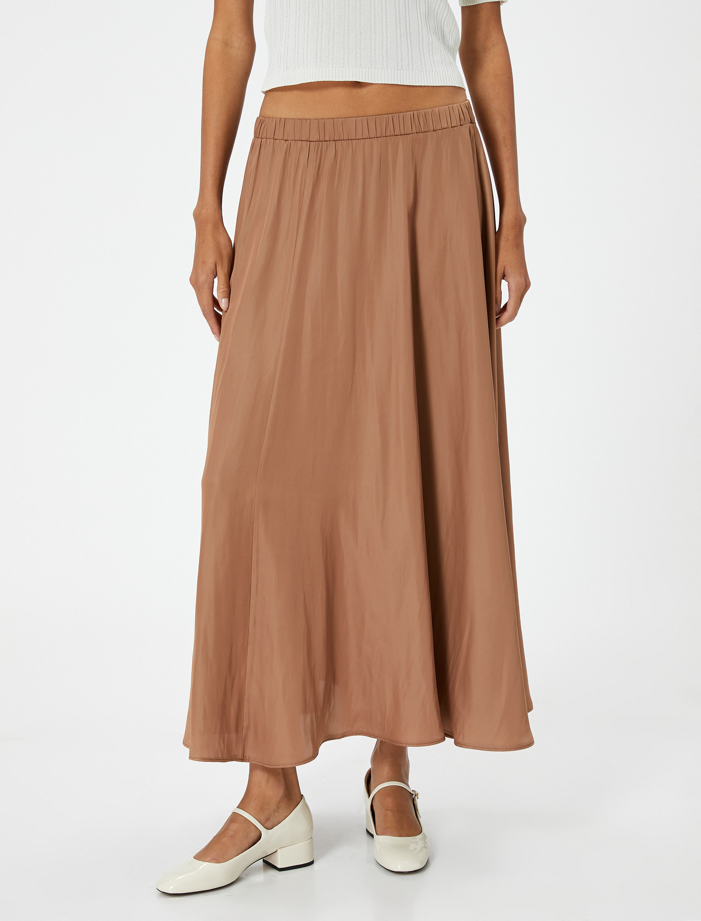   Uzun Etek Volanlı Beli Lastikli