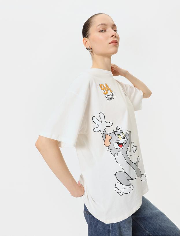 Tom ve Jerry Tişört Lisanslı Kısa Kollu Bisiklet Yaka_0