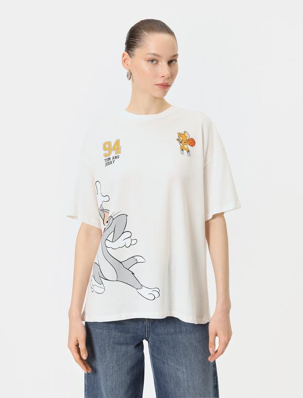 Tom ve Jerry Tişört Lisanslı Kısa Kollu Bisiklet Yaka_2