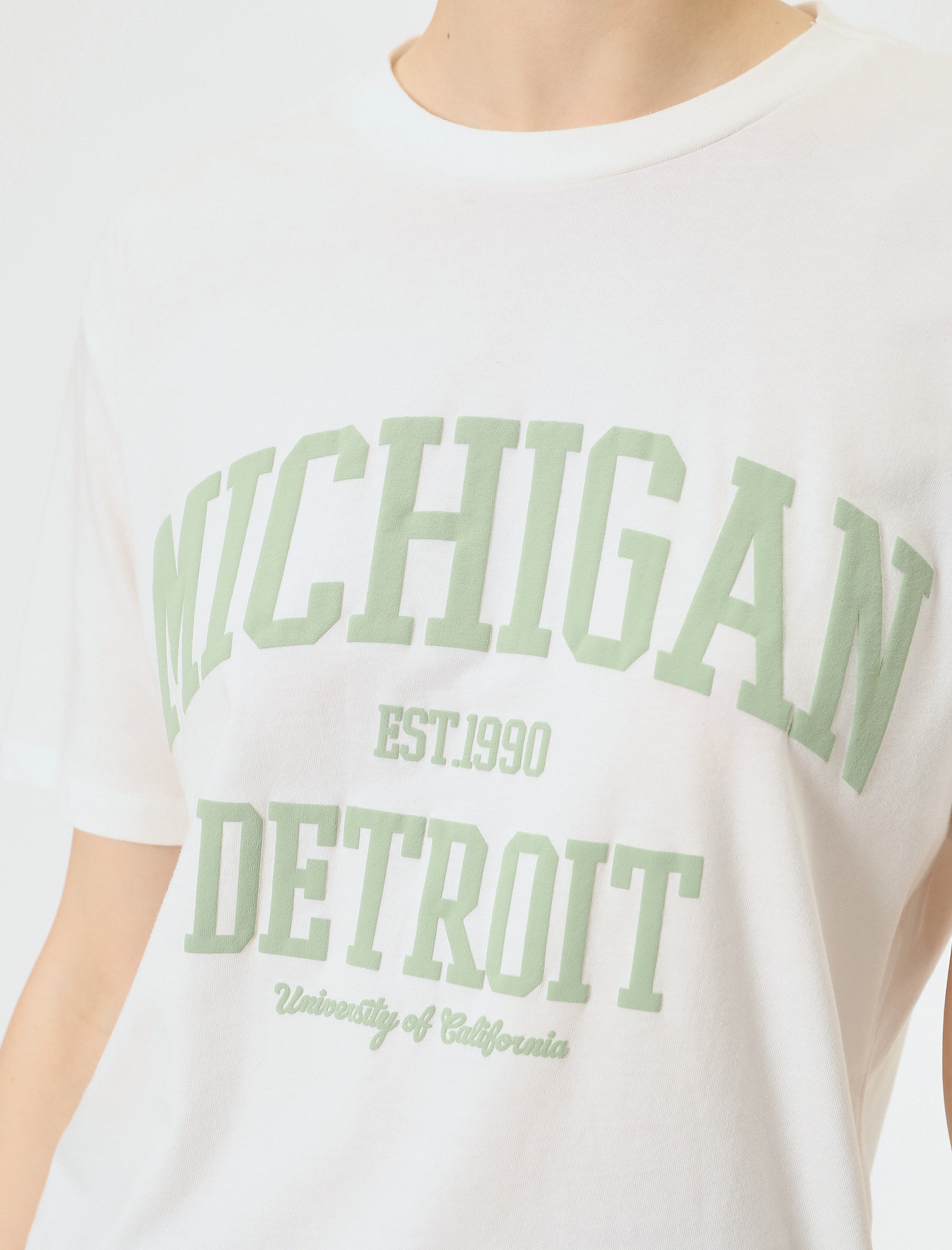   Baskılı Tişört Kısa Kollu Bisiklet Yaka Rahat Kalıp