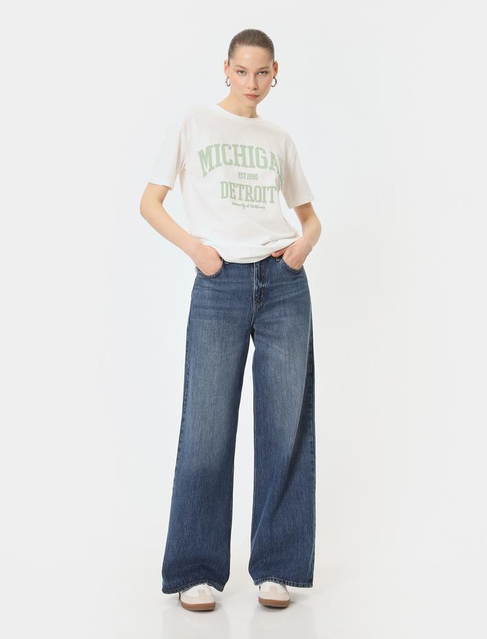  Baskılı Tişört Kısa Kollu Bisiklet Yaka Rahat Kalıp