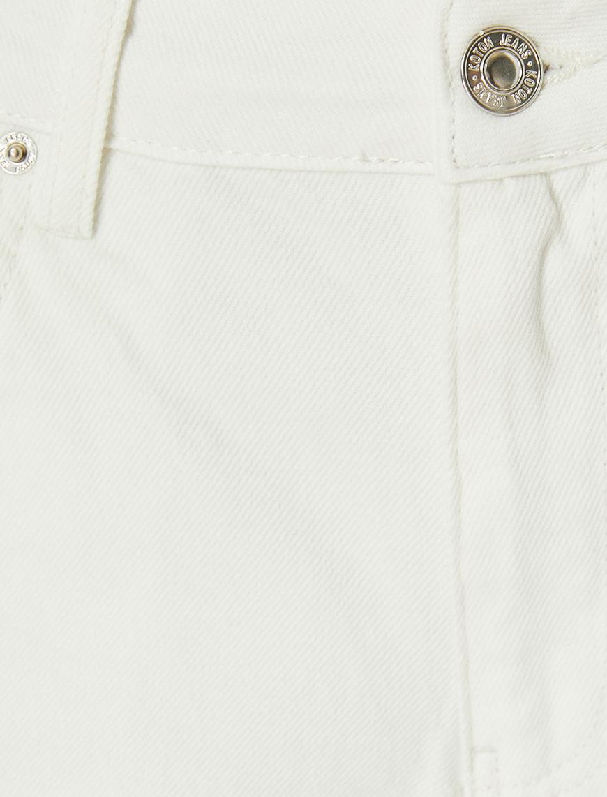   Yüksek Bel Kot Pantolon Katmanlı Düz Paça Cepli - Barrel Fit Jeans