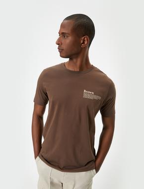 Slogan Baskılı Tişört Slim Fit Bisiklet Yaka Kısa Kollu