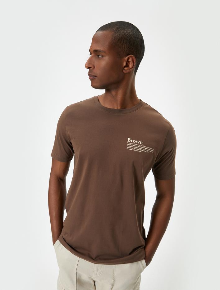  Slogan Baskılı Tişört Slim Fit Bisiklet Yaka Kısa Kollu