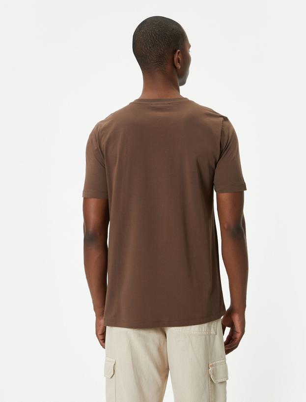 Slogan Baskılı Tişört Slim Fit Bisiklet Yaka Kısa Kollu_3