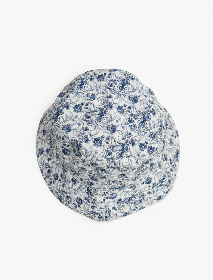 Kadın Bucket Şapka Çiçek Desenli Pamuklu