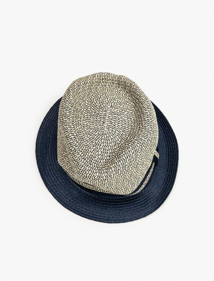 Erkek Hasır Fötr Şapka Şerit Detaylı