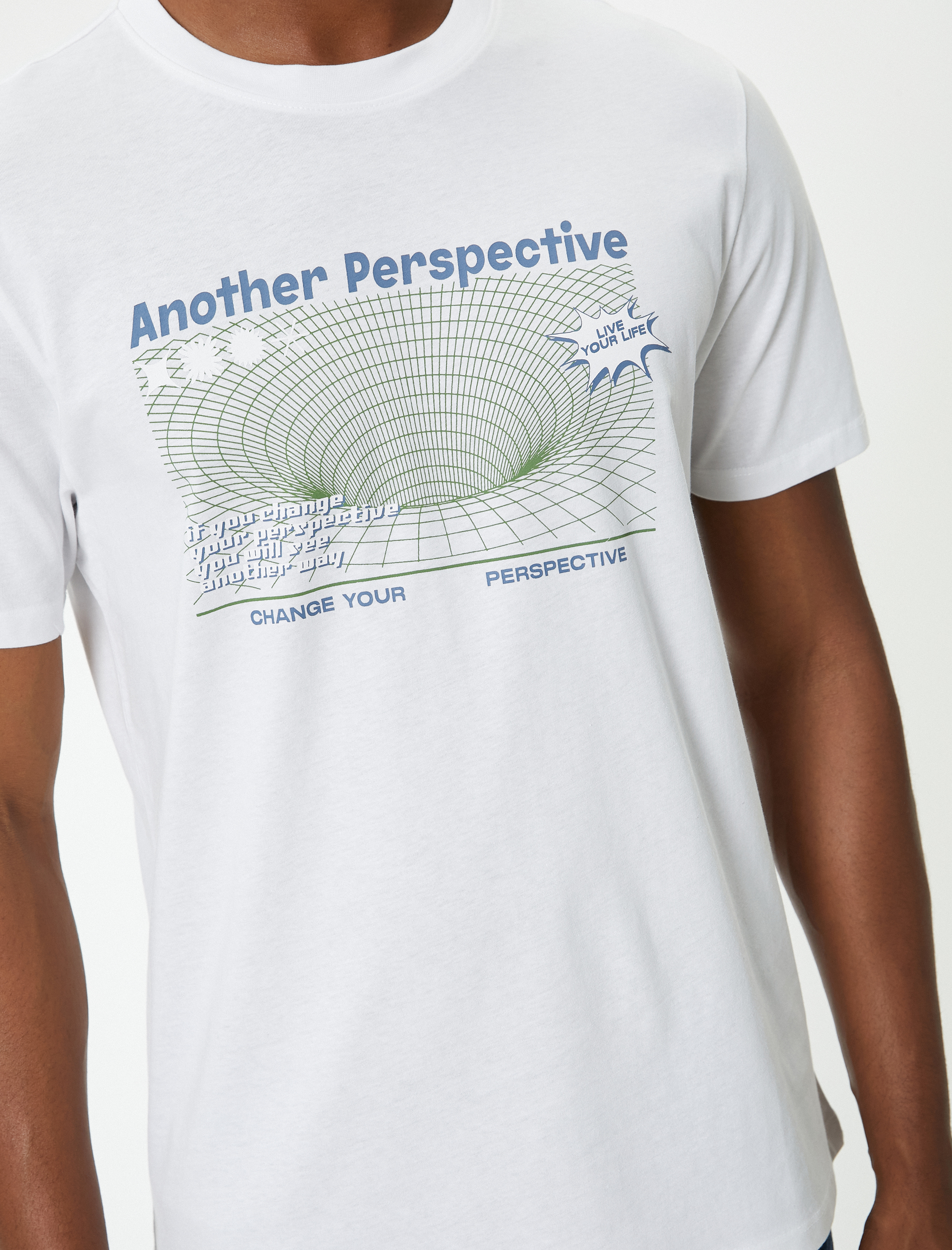   Slogan Baskılı Tişört Bisiklet Yaka Kısa Kollu