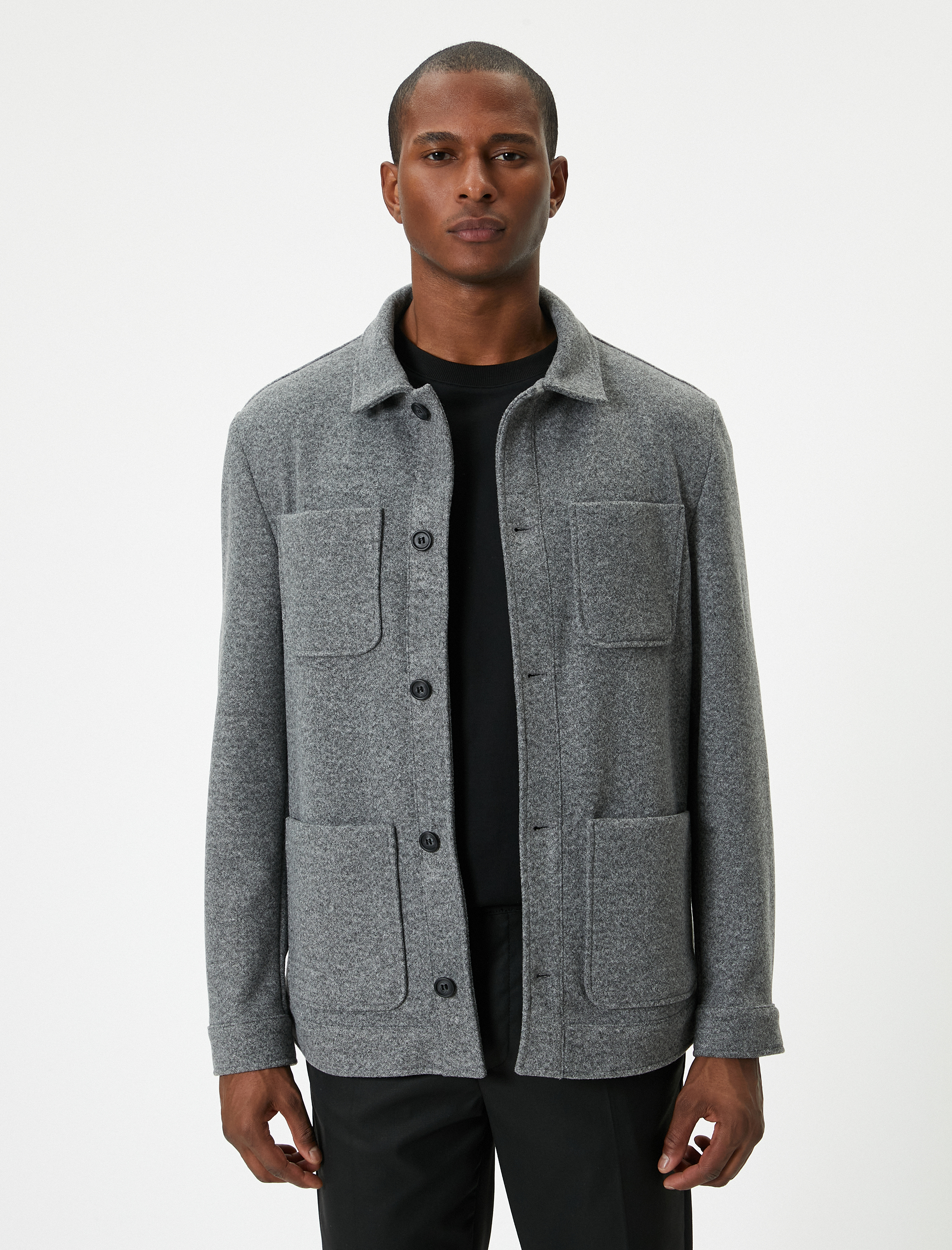   Ceket Düğmeli Cep Detaylı Klasik Yaka