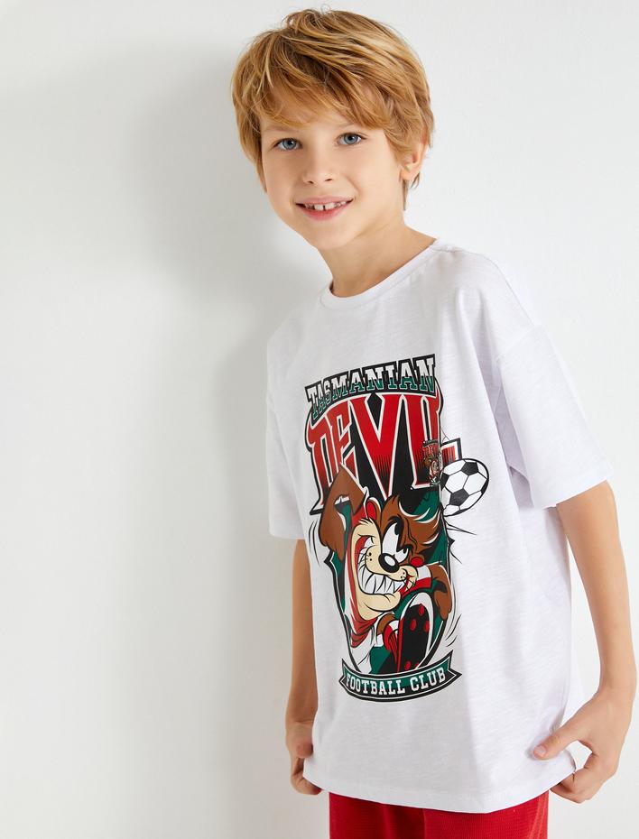 Erkek Çocuk Tazmanya Canavarı Tişört Lisanslı Baskılı Pamuklu