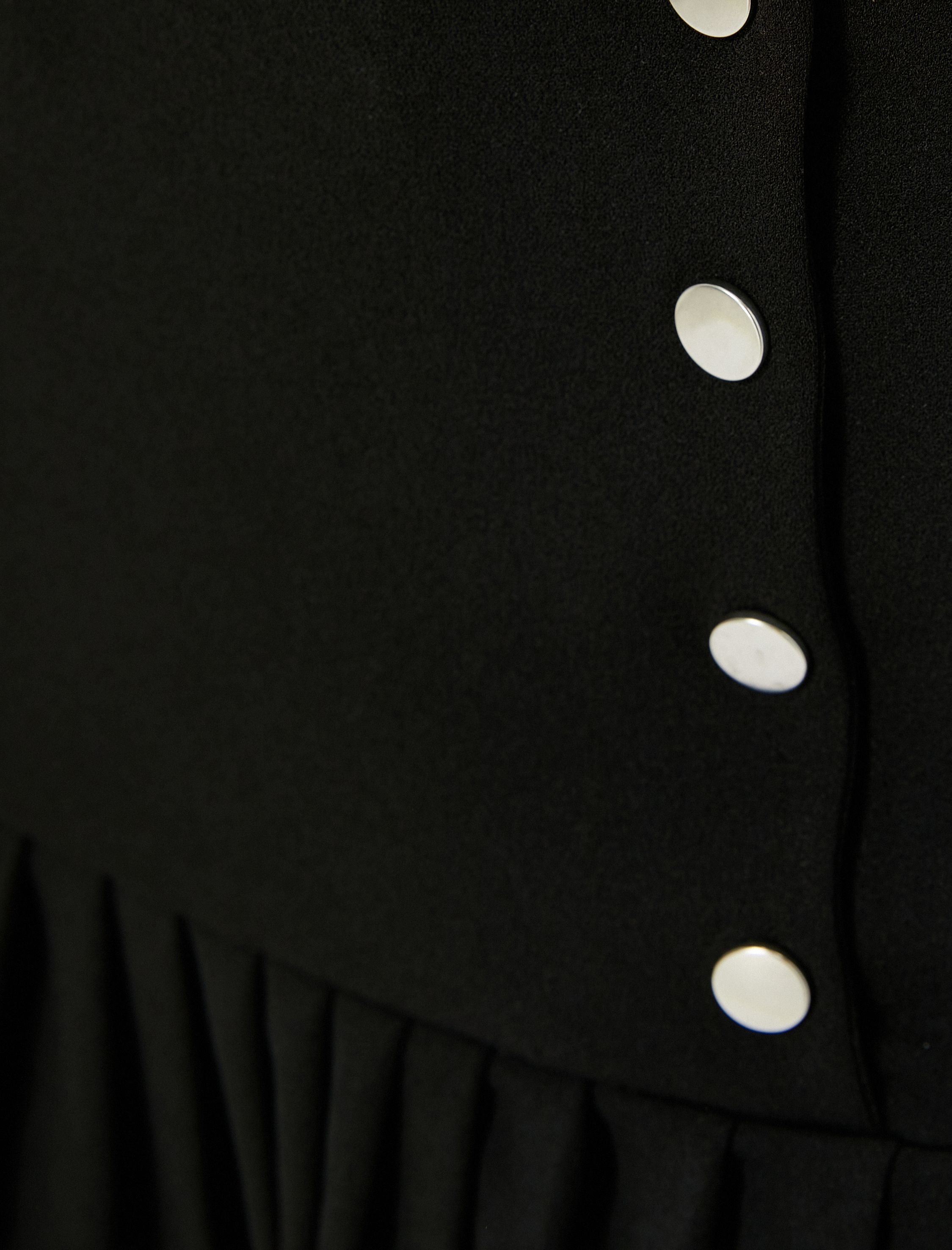   Pileli Mini Etek Düğme Detaylı Normal Bel