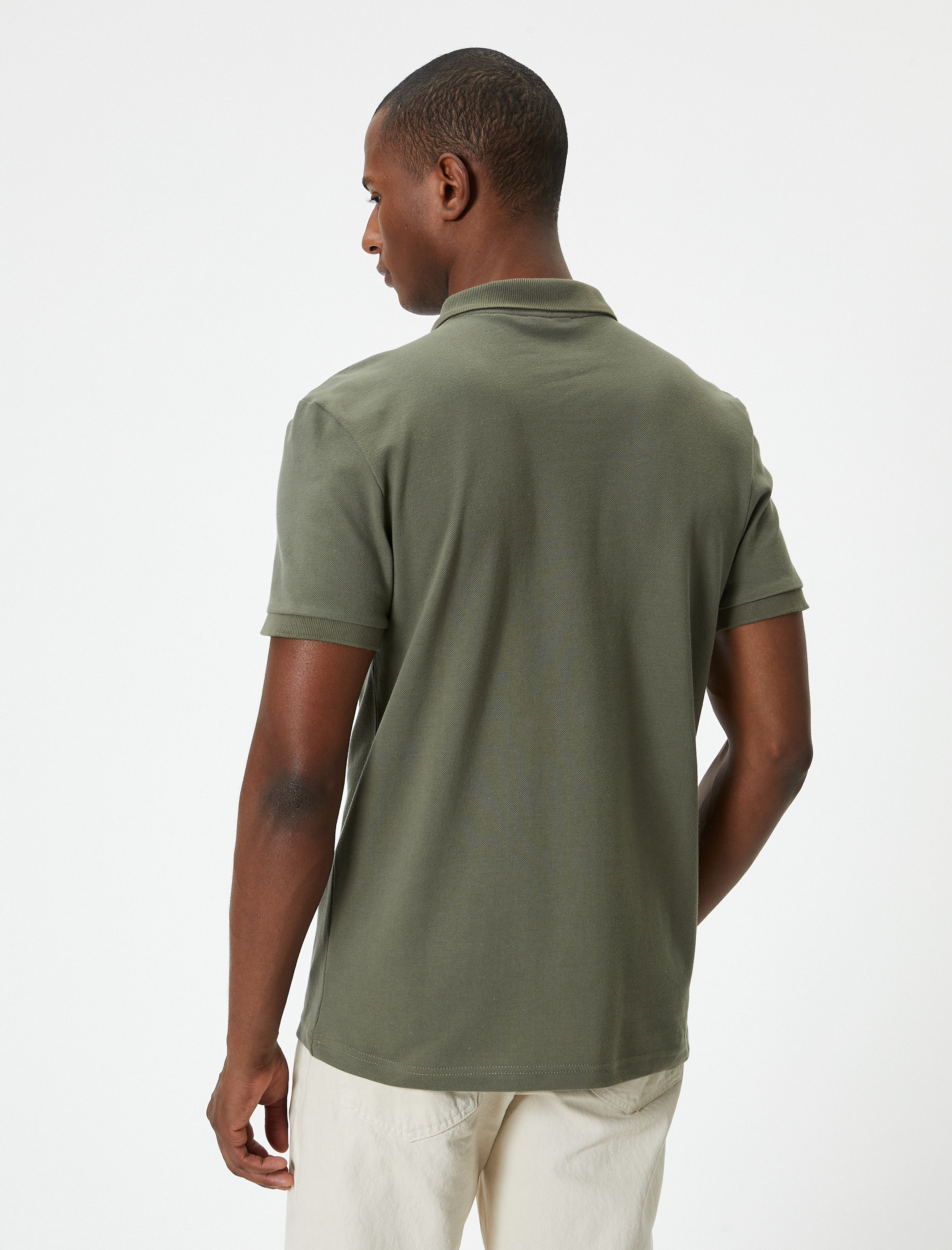   Polo Yaka Tişört Slim Fit Baskılı Düğmeli Kısa Kollu