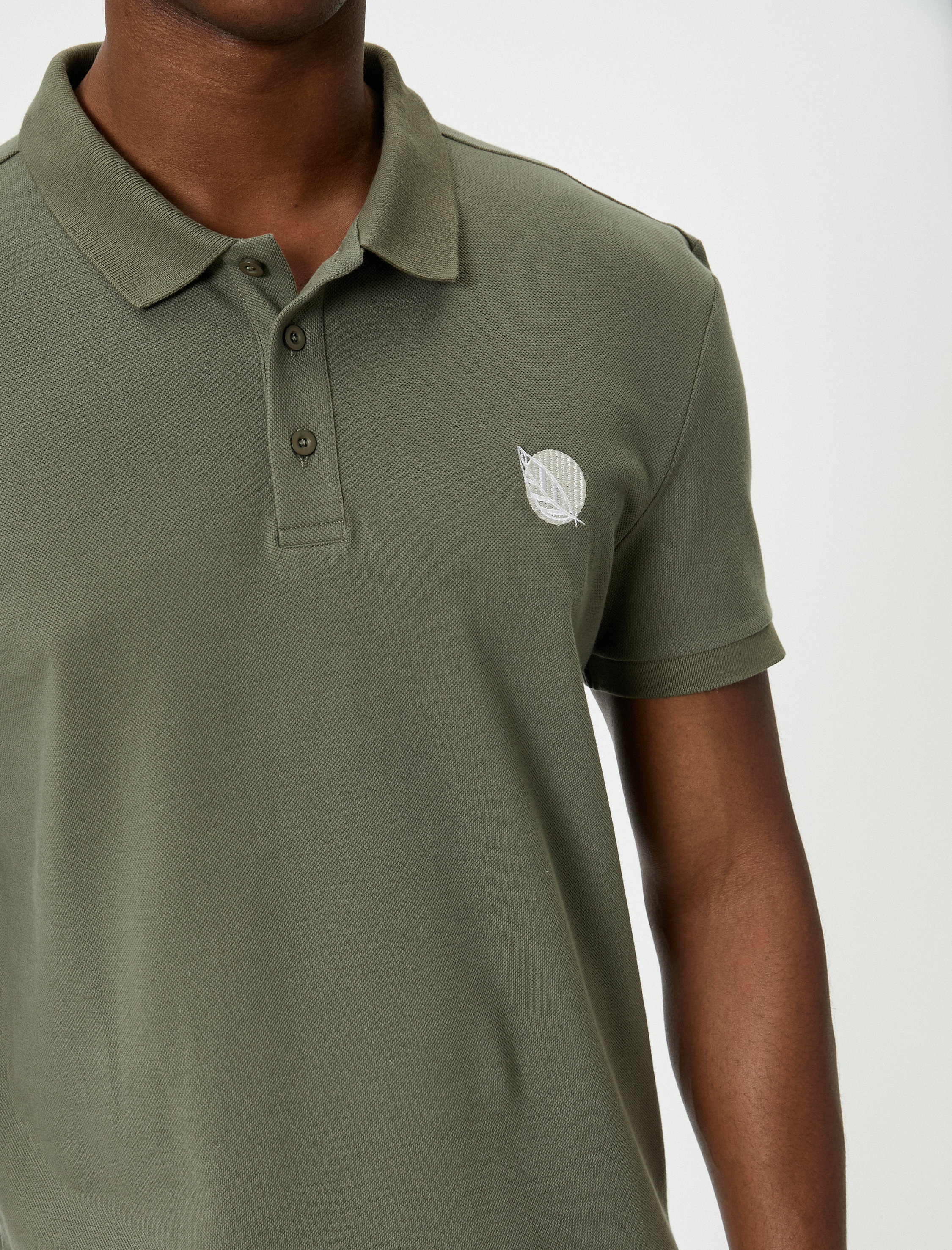   Polo Yaka Tişört Slim Fit Baskılı Düğmeli Kısa Kollu