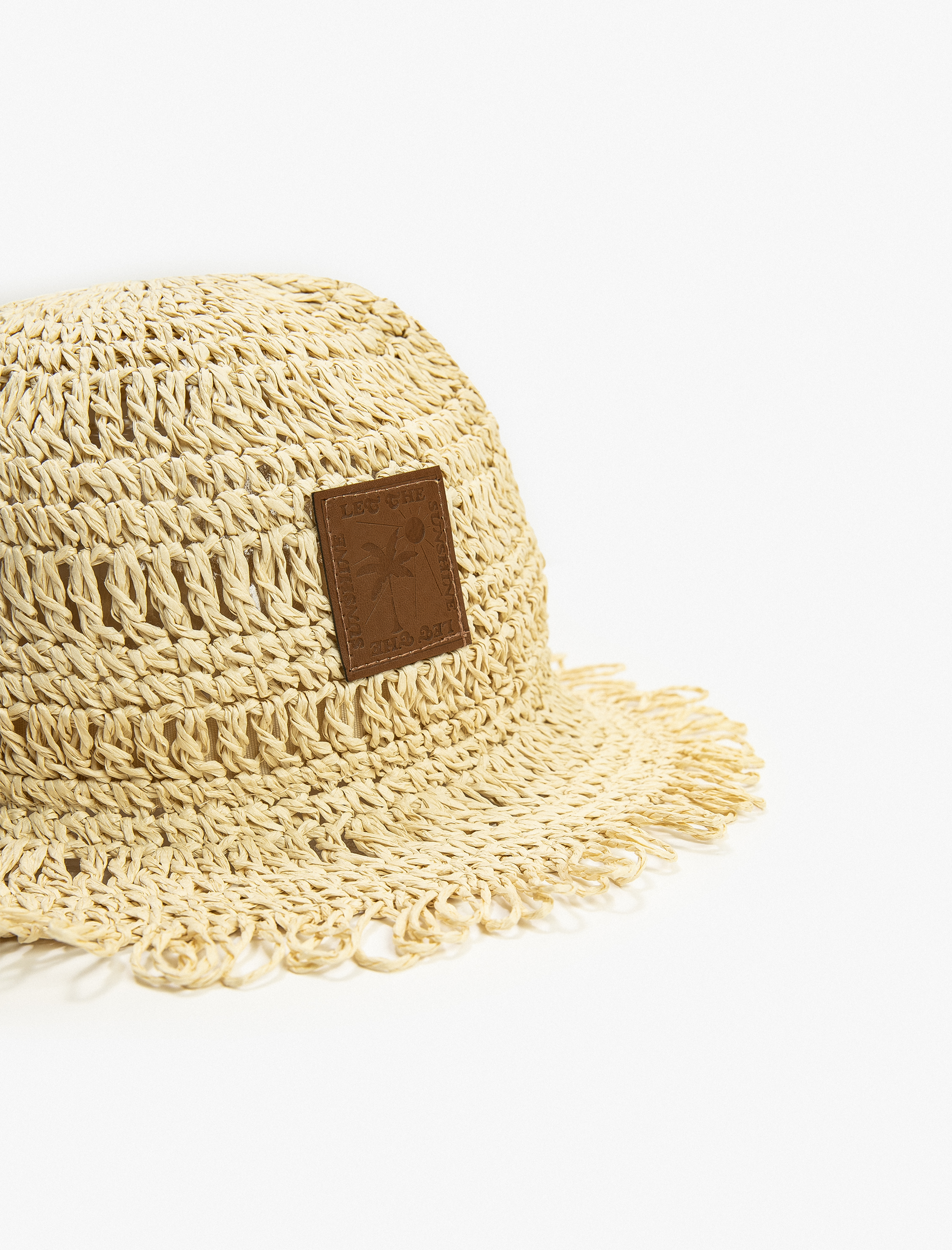  Kadın Hasır Şapka Püsküllü Aplike Detaylı