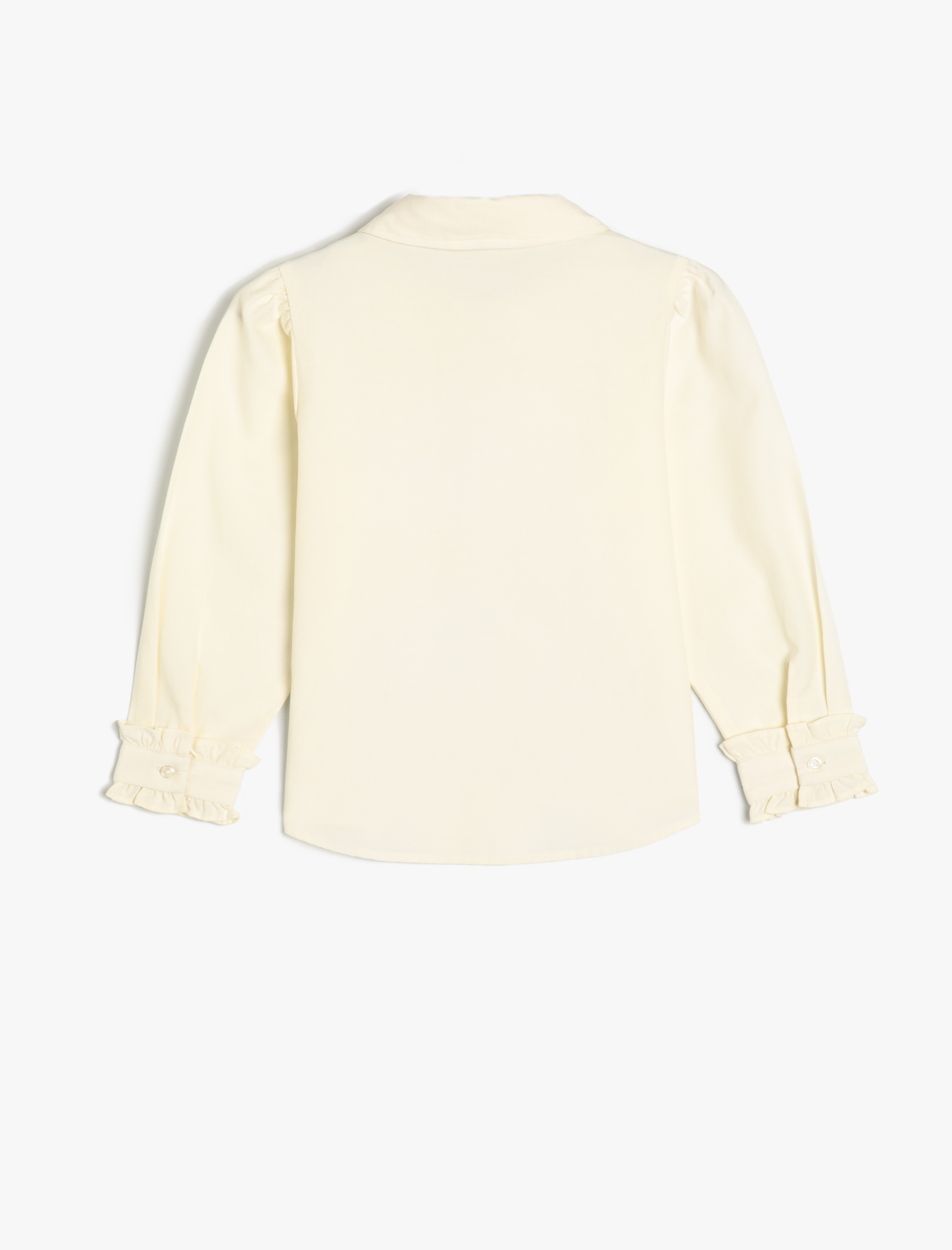  Kız Çocuk Gömlek Klasik Yaka Düğme Kapamalı Fırfır Detaylı