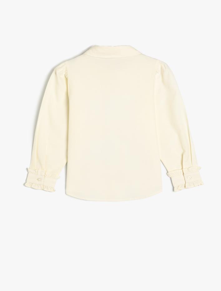 Kız Çocuk Gömlek Klasik Yaka Düğme Kapamalı Fırfır Detaylı