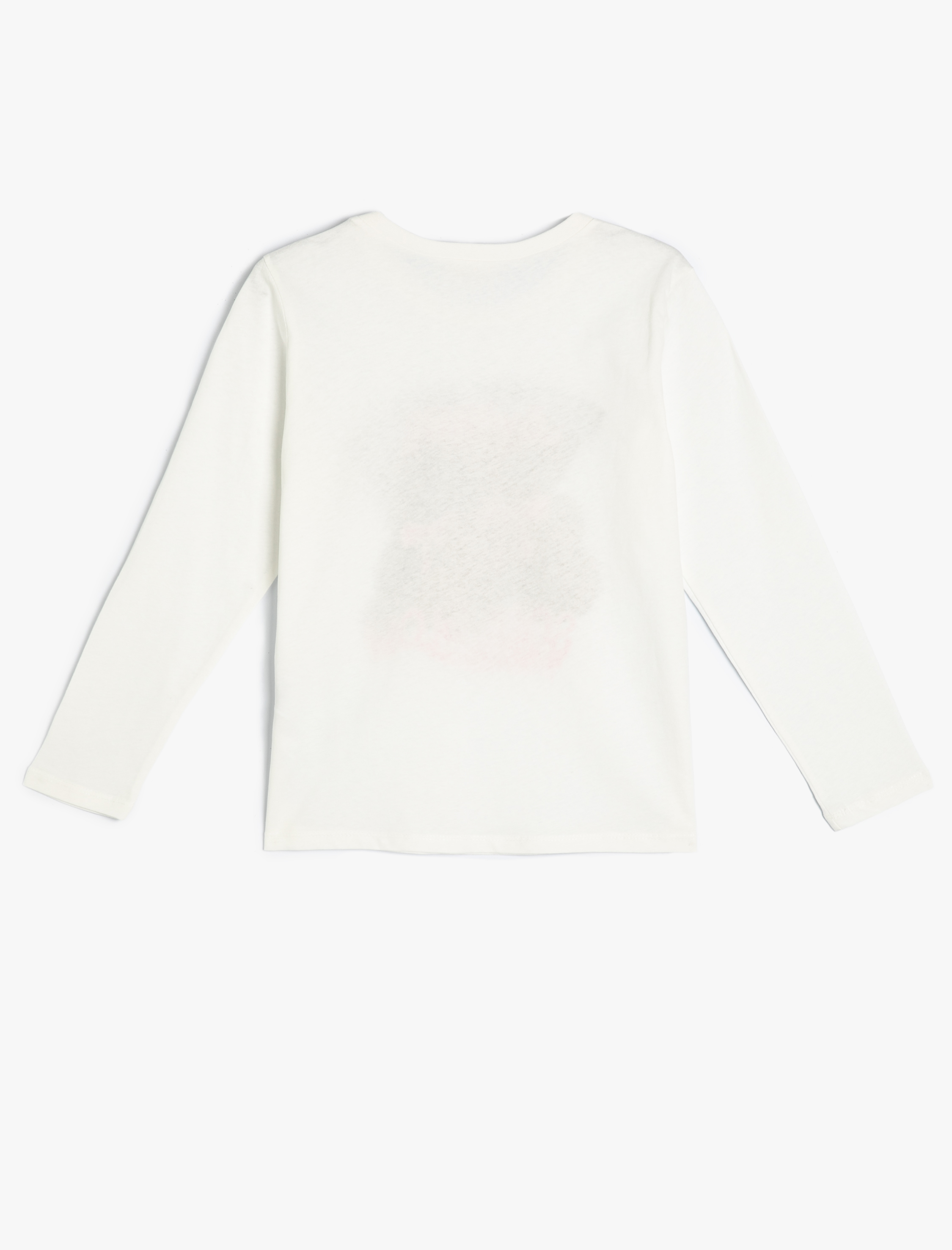  Kız Çocuk Tişört Uzun Kollu Kedi Baskılı Bisiklet Yaka Pamuklu