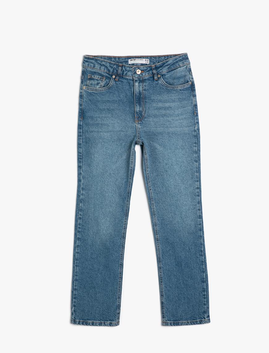   Düz Paça Slim Fit Kot Pantolon Cepli - Eve Slim Straight Jeans