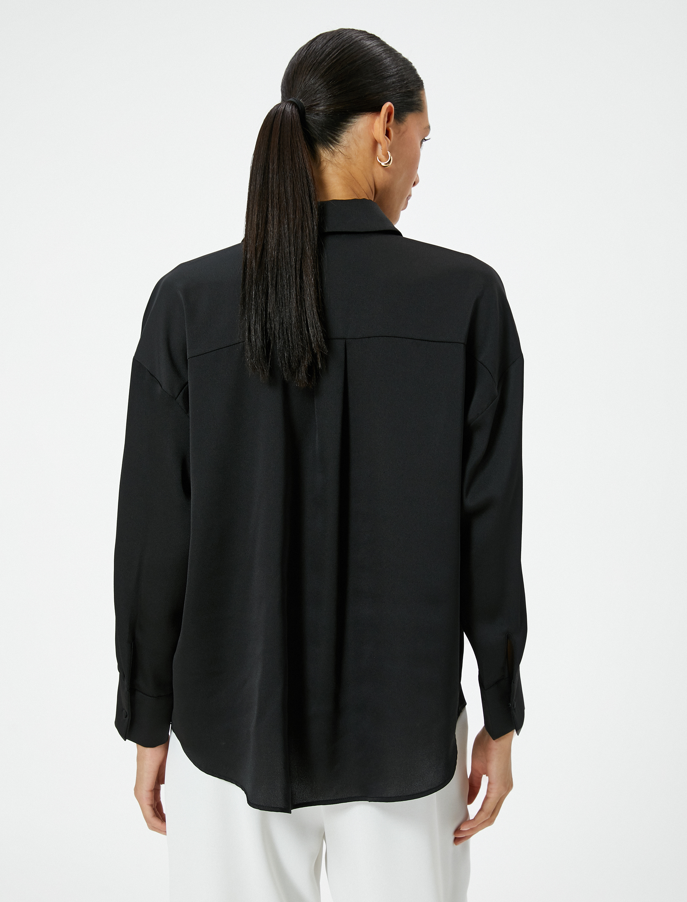   Saten Gömlek Uzun Kollu Düğmeli Standart Kesim