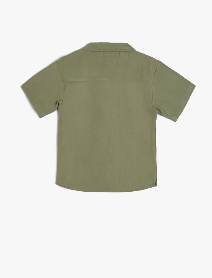 Erkek Çocuk Viskon Gömlek Kısa Kollu Tek Cep Detaylı