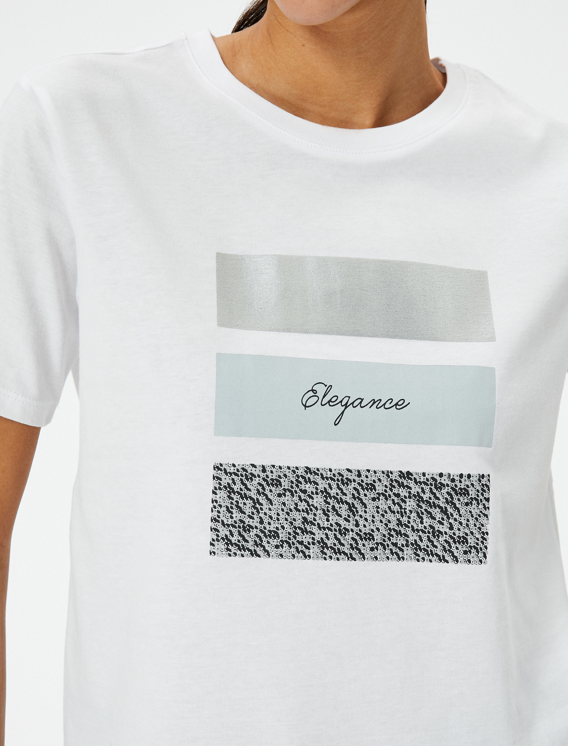   Baskılı Tişört Bisiklet Yaka Kısa Kollu Standart Kesim