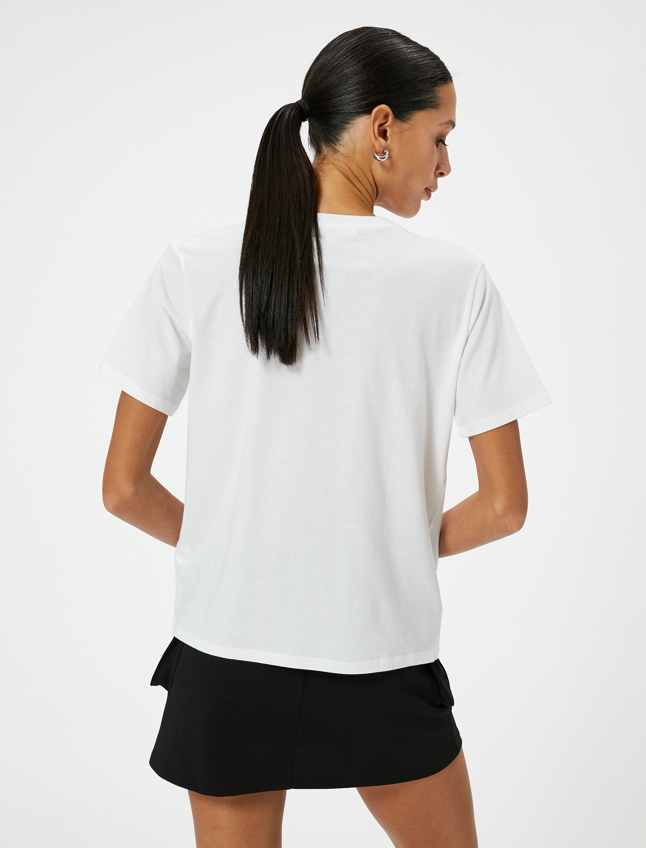   Baskılı Tişört Kısa Kollu Bisiklet Yaka Pamuklu Standart Kesim