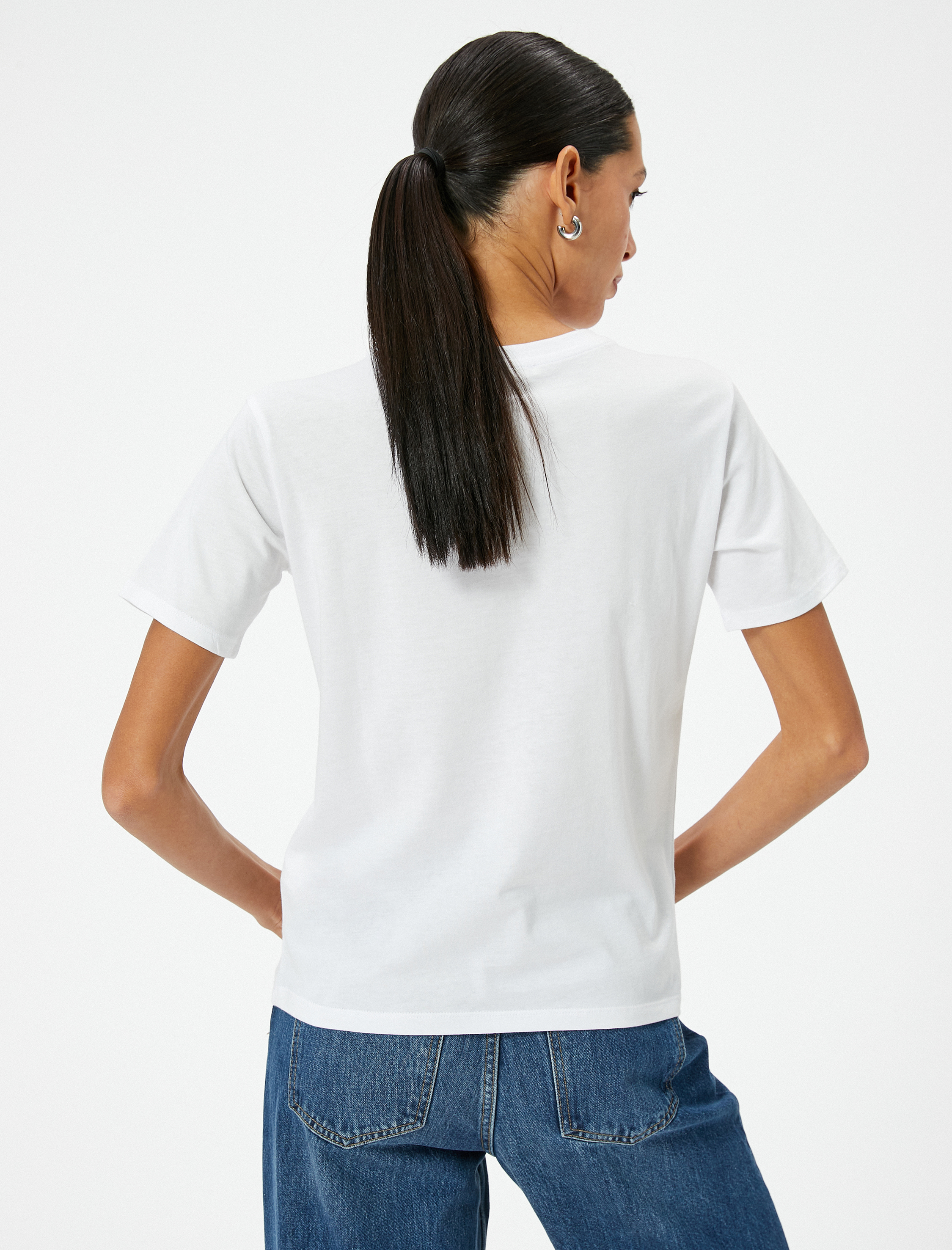   Slogan Baskılı Tişört Kısa Kollu Bisiklet Yaka Pamuklu Standart Kesim