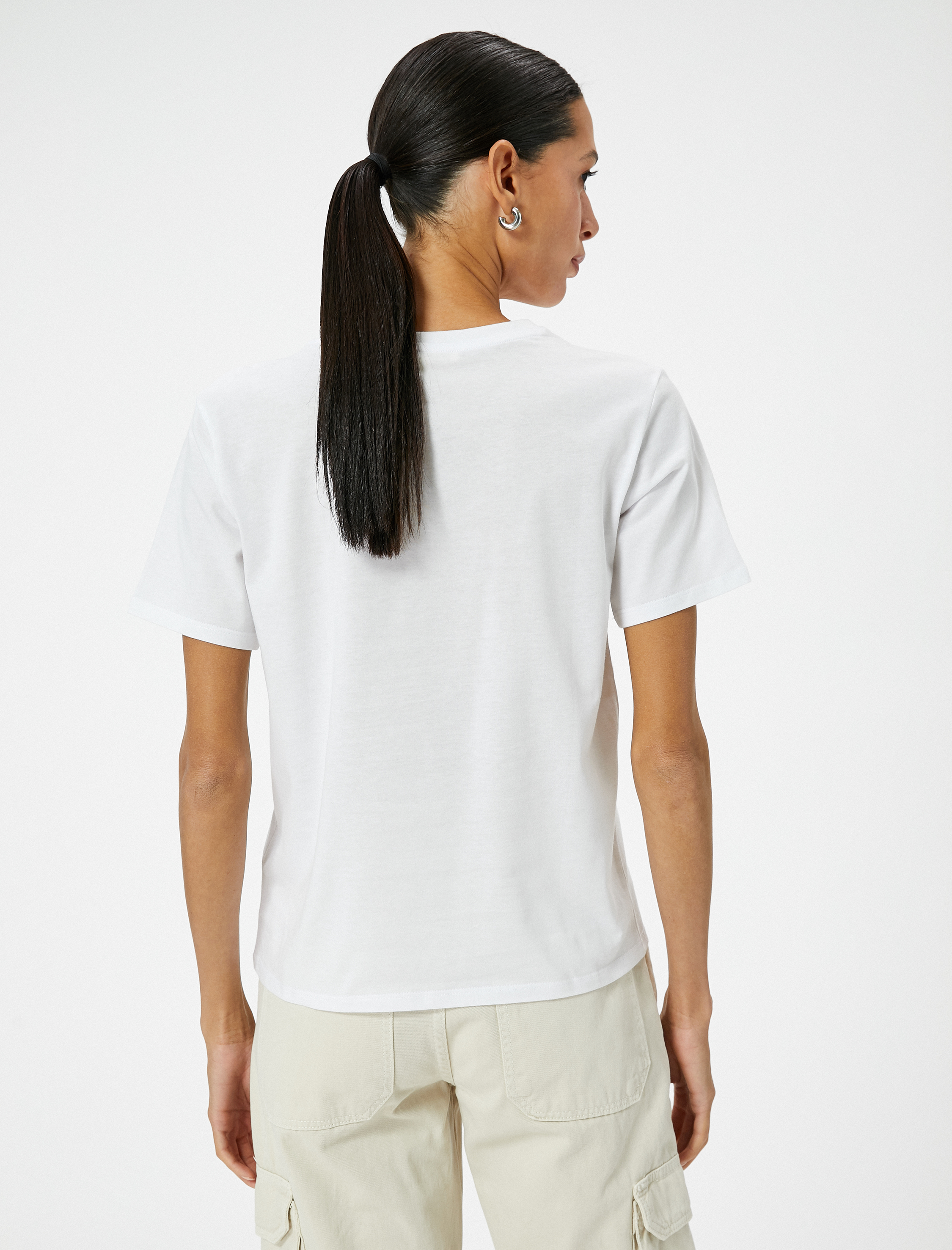   Slogan Baskılı Tişört Kısa Kollu Bisiklet Yaka Pamuklu Standart Kesim